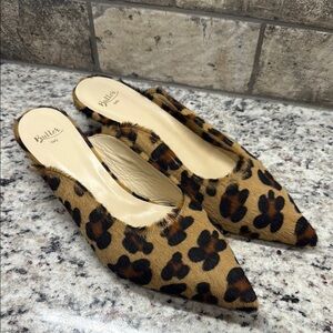 Butter Italian-made leopard print Suede calf hair Kitten Heels Size 12